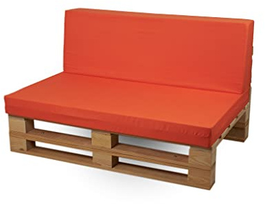 Cuscini in microfibra per divano in pallet (seduta + schienale, arancione, 100 x 60 cm)
