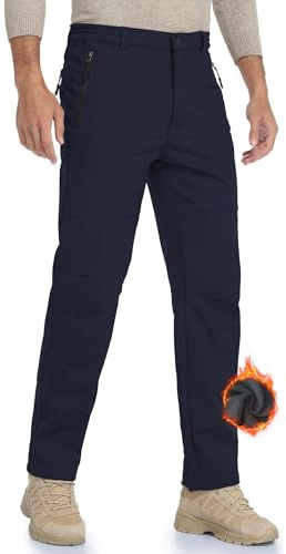 HFDWYJ Pantalones de Trekking para Hombre, Abrigados para Esquí, Senderismo, Snowboard y Aire Libre, Forrado Polar