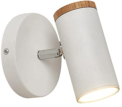 Focos de hierro forjado, foco de pared LED de 5 W, acabado blanco, accesorios de iluminación de madera, lámparas de pared decorativas minimalistas modernas Compatible with mural, cabecero de ., pasill