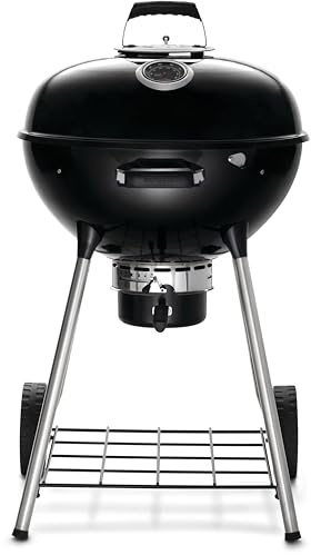 Napoleon - NK22 charcoal grill, black, porcelain enamelled lid and bowl, chrome cooking grill