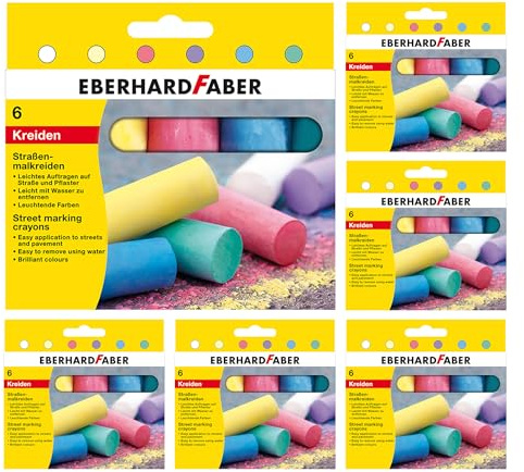 EBERHARD FABER 599027 - Gesso da strada Colori, 36 gessetti in 6 colori vivaci