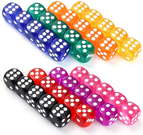 GWHOLE Dados Poliedricos 40 Piesza D6 Dados de Juegos Dados Juegos de Cartas de Mesa 8 Colores Cada Color 5 Cantidades