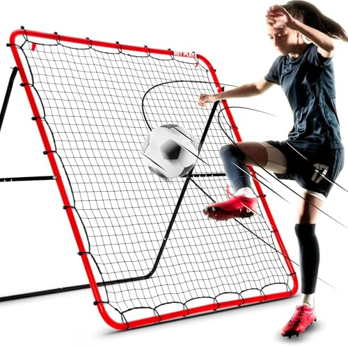 NET PLAYZ Rebounder für Fußball, 150 x 150 cm, Rebound Netz | Prellwand | Hilfsmittel und Ausrüstung für das Geschicklichkeitstraining für alle Altersgruppe, 6 einstellbare Winkel