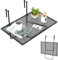KOMFOTTEU Balkonhängetisch zum Einhängen, klappbarer Servicetisch, Balkontisch 60,5 cm x 48 cm (L x B), bis 20/23 kg belastbar, Hängetisch aus Metall, Schwarz (Nicht höhenverstellbar)