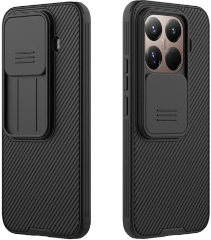 Lzzox Coque pour Xiaomi 15T Pro, coque coulissante [protection d'appareil photo] Antichoc coin anti-chute Coque arrière rigide anti-chocs (noir, Xiaomi15T Pro)
