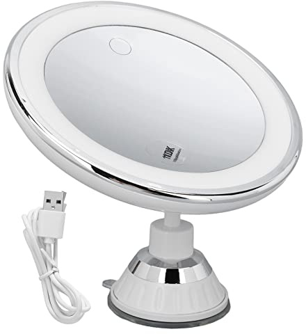NOENNULL 10X Magnifying Makeup Mirror with 3 Light Colors, Makeup Mirror with Lights, 10X Magnifying Suction Cup Makeup Mirror for Makeup, Wearing