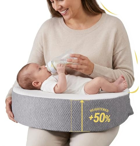 OPAFOBEF Almohada de lactancia de espuma viscoelástica, almohada de lactancia pionera de tamaño grande para comodidad ergonómica y apoyo, lactancia más fácil y saludable, apta para todos, funda