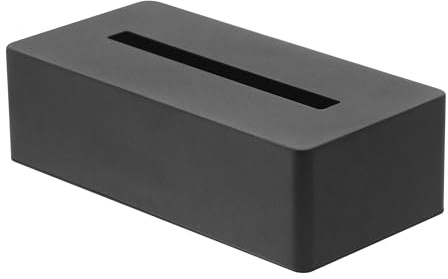 Yamazaki 4216 TOWER Taschentuchbox, schwarz, Stahl, minimalistisch, 26.5 x 13.5 x 7.5 cm