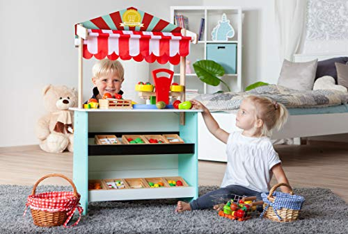 John 40823 2 IN 1 Kaufladen Kasperltheater Puppentheater in rot weiß Abmessungen 60 x 30 x 100 cm