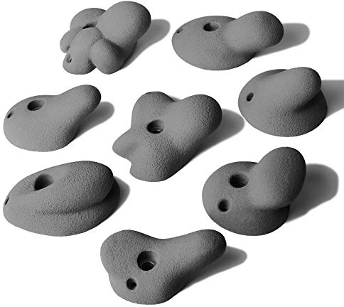 ALPIDEX 8 XL Klettergriffe | Henkelgriffe | Tiefe bis Mitteltiefe Hinterschneidungen | Klettersteine | Extra Große Griffe - Farbe:Grey Stone