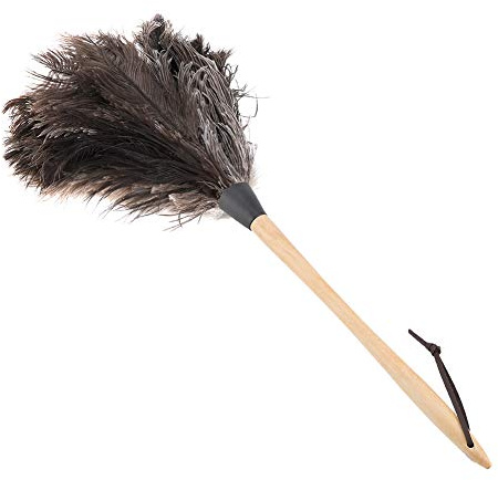Duster, 22'' Super Soft Handmade Washable Non-electrostatic Duster Easy Efficient Dusting with Wooden Handle (Brown)