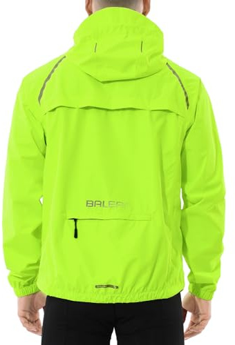 baleaf Mens Rain Jacket Waterproof Raincoat Windbreaker Running Cycling Gear Golf Jackets Hood Lightweight Reflective Yellow M