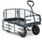 Waldbeck Ventura Handwagen Bollerwagen Einkaufswagen, extra breite Reifen: 9 cm, klappbare Seitenteile aus Wood-Plastic-Composite, Ladefläche: 50 x 100 cm / 0,5 m², Rahmenhöhe: 32 cm, schwarz