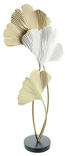 FRANK FLECHTWAREN Dekofigur aus Metall, Gold & Silber, Blumenfigur, Deko, Ginkgo, Metalldeko Ginkgo Höhe ca. 61 cm