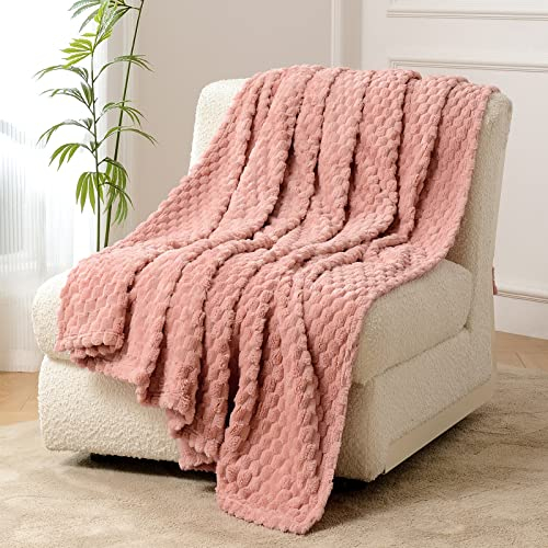 FY FIBER HOUSE Fleece Kuscheldecken, extra weiche Flauschige Decken, leichte, gemütliche Mikrofaser Sofadecke/Wolldecke für Büro, Sessel und Camping, 230x230cm, Rosa