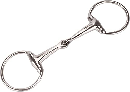 Equinate Olivenkopfgebiss Edelstahl 16mm einfach gebrochen 12,5cm - Anatomisch geformtes maulfreundliches Gebiss mit sanfter Einwirkung - Lasergravierte Größenangabe