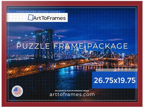 ArtToFrames 26.75x19.75 INCH/68x50 CM Red Frame for 1000 Piece Puzzles.This 1.00 Inch Custom Wood Puzzle Frame is Red - Comes with Economy Acrylic (Puzzle0066-60823-YRED-26.75x19.75)