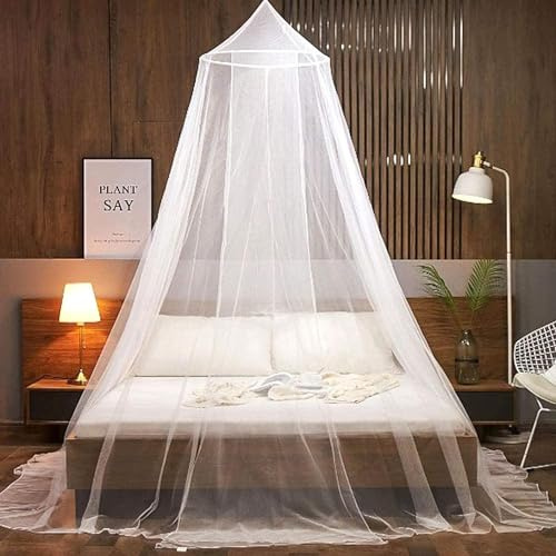 AUEJACKY Large Universal Mosquito Net Bed Canopy Cot Mosquito Net Dome Square Double Bed Protection (White A)
