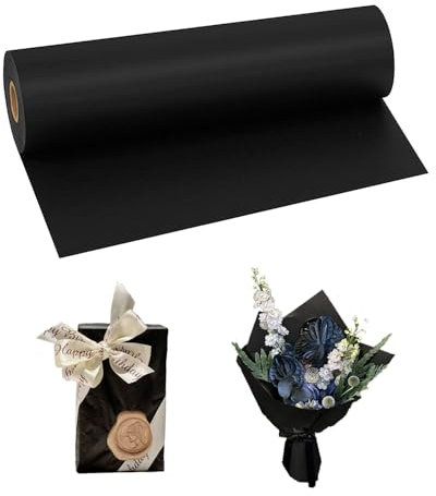 Hibmisy Kraftpapier Breite 30cm Geschenkpapier, Natürliches Recyclingpapier, Kraftpapier Geschenkverpackung für Kunsthandwerk, Geburtstage, Weihnachten (Schwarz, 30cm*5m)