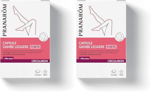 PRANAROM - Circularom - Cápsulas Forte Piernas Ligeras - Ayuda a la Eliminación de Líquido en Caso de Retención de Agua - Estimula la Circulación de las Piernas Cansadas - 30 cápsulas (Paquete de 2)
