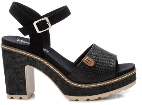 REFRESH - Sandale Femme Noir - Chaussures confortables et polyvalentes - Mode décontractée - Modèle 17270605 (Taille39)