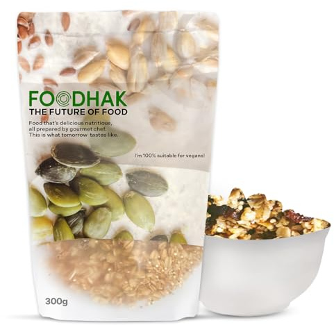 FOODHAK Homemade Gluten Free Granola Breakfast Cereal (Pack of 1) 300g – Made in the UK with Maple Syrup & Chia Seeds & Dried Apricots, No Added Refined Sugar