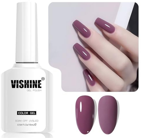 Vishine Deep Purple Smalto Gel Semi-Permanente, 1 pz 16 ml Soak-Off UV LED Smalto Gel per Nail Art & Home Manicure, Colore L351 Prugna Scuro