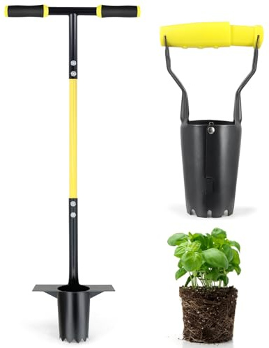 Jardineer 2-teiliges Blumenzwiebelpflanzer-Set, mit langem Griff & gezacktem Boden, Zwiebelpflanzer｜Blumenzwiebel Stecher｜Blumenzwiebel-Pflanzwerkzeug, zum Graben, Erdeproben & Umpflanzen