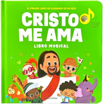 Cristo Me - Libro sonoro cristiano per bambini, 6 canzoni della Bibbia spagnola, regalo per battesimo, battesimo per ragazzi e ragazze, giocattoli religiosi, libri di musica interattivi per neonati e