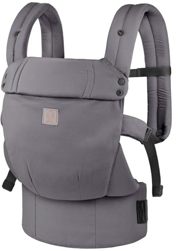 GAGAKU Babytrage für Babys Kleinkinder, Einfach zu Tragen Gesicht in Gesicht nach Vorne und Hinten Tragen, Ergonomisch Tragehilfe mit Nackenstütze, Geeignet für 3,2-15kg - Grau