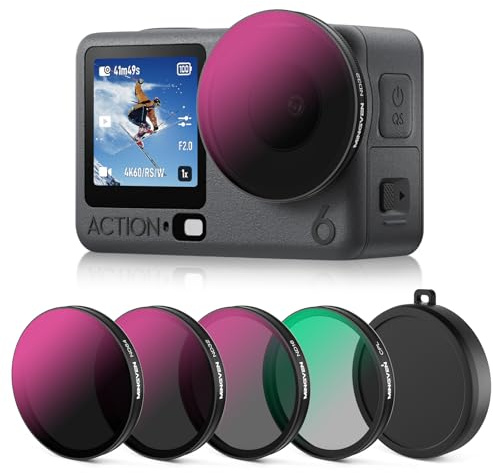 MINGVEN Osmo Action 6 ND Filter Set with Lens Silicone Cover, Snap-On CPL + ND Filters for DJI Osmo Action 6 Accessories - 4 Pack (CPL, ND16, ND32, ND64)