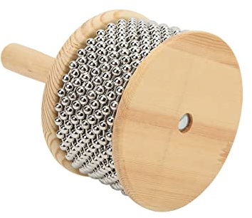 Alomejor Giocattolo a manovella in legno Cabasa in acciaio durevole per bambini, sfere in acciaio lucido, suoni meravigliosi, applicabile per bambini sopra i 4 anni (Grand Kabasa)