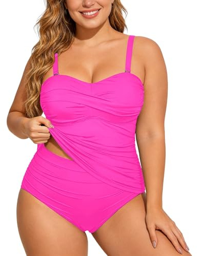 Générique Tankini Femme Maillot de Bain 2 Pièces Bikini Bandeau avec Bretelles et Triangle Bas de Swimwear Push Up Contrôle du Ventre Tankini Amincissant