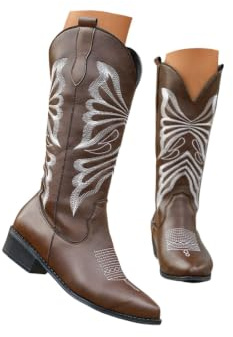 Cowboy stövlar för kvinnor fyrkantig tå ankel western cowgirl tossor rymliga och bekväma, västerländska och moderna design. Mångsidig för daglig användning, helger, festival och reseskor