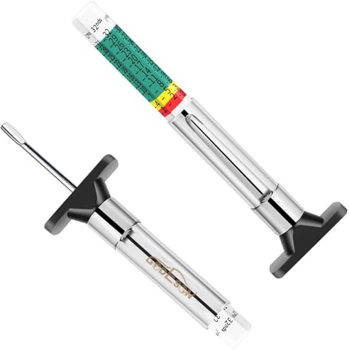 GODESON Medidor profundidad neumaticos Dos Lados con código de Colores Inteligente, Herramienta de medición de Profundidad Rodadura los neumáticos 25mm/32nds (2 Piezas)