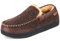 LongBay Men’s Moccasin Slippers Memory Foam Warm House Shoes Indoor Outdoor Rubber Sole 8UK,Coffee
