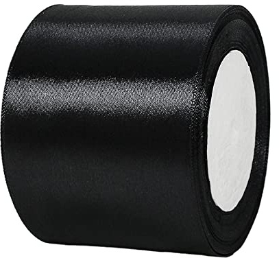 POPOYU Nastro di raso nero, largo, nero, nastro di raso grande, larghezza 8 cm, fiocco, in cotone, XXL, per confezionare regali, Pasqua, Natale, matrimonio, decorazione