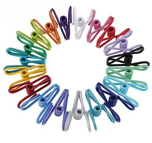 OKVGO Clip per sacchetto di cibo per la conservazione degli alimenti, in acciaio con clip multifunzione rivestite in PVC per pinze di tenuta per sacchetto di cibo mollette per biancheria 12