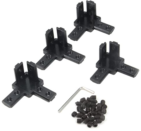 Zeberoxyz 4PCS Black 3030 Series 3-Way End Corner Bracket with M6 Screws for 8mm Slot T-Shape Aluminum Extrusion Profile Accessories (3030 Series 3-Way Corner Bracket-Black)
