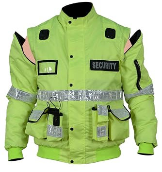 RAC3 Gilet da uomo 2 in 1 Oxford Security Doorman, giacca con maniche rimovibili, Giallo, S