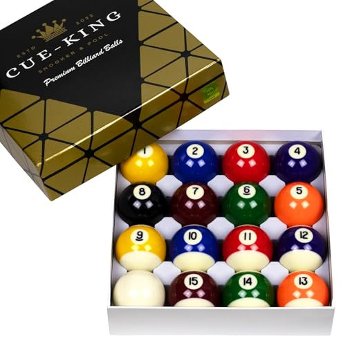 Cue-King Premium Pool Balls Complete Set Grade AA, 2” 16 Pool Ball Set, Red and Yellow Pool Balls for Pool Table, Premium Quality