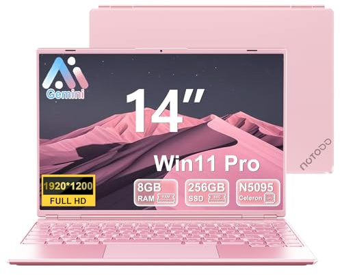 NOTODD PC Portable 14 Pouces 8+256GB SSD Soutien Extension 1TB