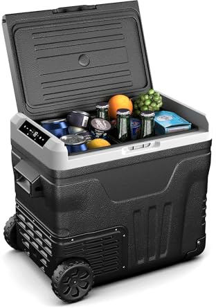 KLARSTEIN PolarForce 50L Elektrisk kylbox med kompression, LCD, -20°C till 20 °C, terränghjul, dubbla handtag, batteriskydd, perfekt för camping och resor, frys