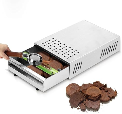 alouweekuky kaffeavtappningsbehållare suddlåda för kaffesump | 35 x 25 x 8,3 cm avfallsbehållare för skärmhållare rostfritt stål knock box knackbehållare avslagslåda (rostfritt stål)