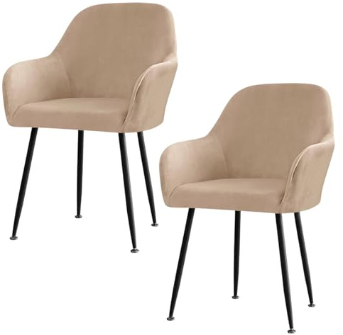 DEARBAG Fundas de Sillón Elásticas in Terciopelo Funda para Silla de Oficina Fundas de Silla de Comedor con Brazos Cubierta para Sillas Ajustables con Respaldo Modernas Estilo Nórdico (Arena, 2PCS)