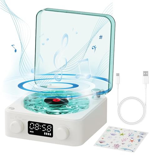 Tourne-disques – Lecteur portable douteux, effets sonores de haute qualité | Tourne-disque intelligent The Waves compatible avec tables tournantes vintage pour disques, divertissement, décoration