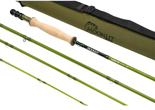 Moonlit 4wt Lunar S2-Glass Fiberglass Fly Fishing Rod (7' 6, 4 Piece, Olive) New 2025 Model