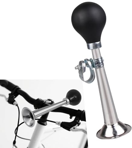 Dogary Air Horn for Bicycles, High Volume Warning Horn, Loud Squeeze Sound Bicycle Bell, Universal Biking Accessory for Adults & Kids, Fits Mountain Bikes, Beach Bikes & Most Bicycles (Silver)