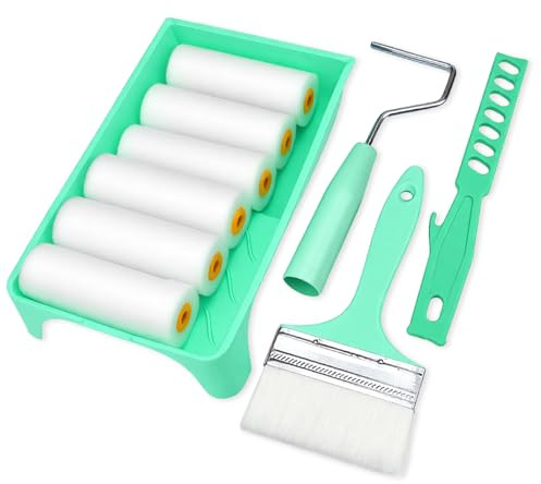 10 Pcs Small Paint Roller Sets for Painting, 4 Inch Foam Paint Rollers Small Foam Roller Paint Set for Furniture Painting Renovating of Wood Skirting Doors for Gloss & Satin, with Tray, Refills, etc