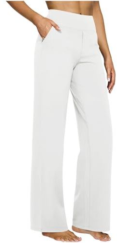 Pantalones de yoga para mujer, cintura alta, pierna recta, pantalones de vestir, cómodos, elásticos, para negocios, informales, oficina, trabajo, deportes, correr, palazzo con bolsillos